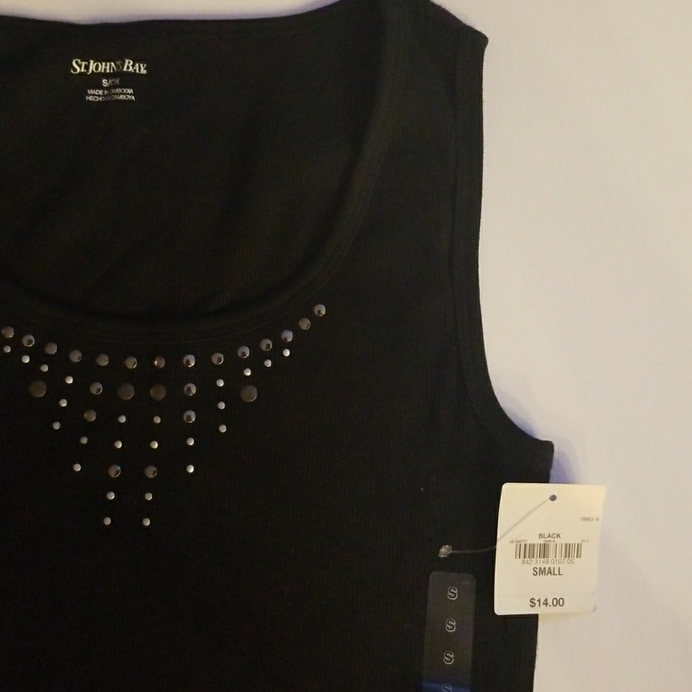 Two  embellished tanks,  1 black, 1 brown - Picture 3 of 3